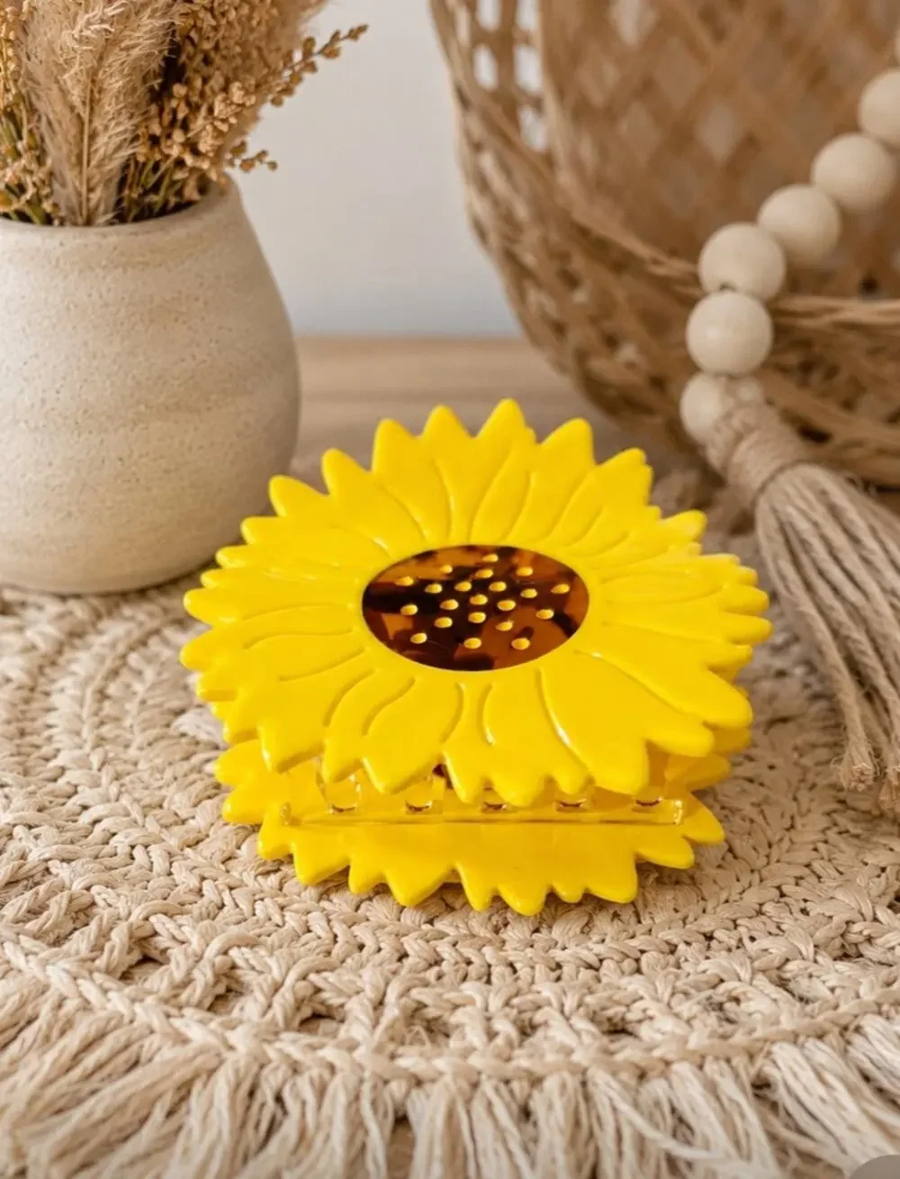 Acetate Yellow Sun Flower Hair Claw Clip New